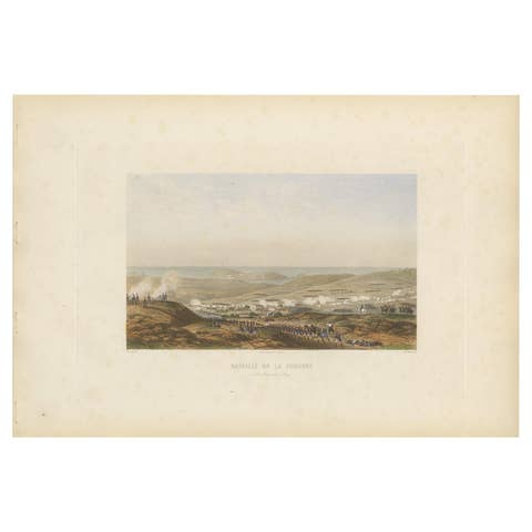 Antique Print of the Battle of Corunna, circa 1860