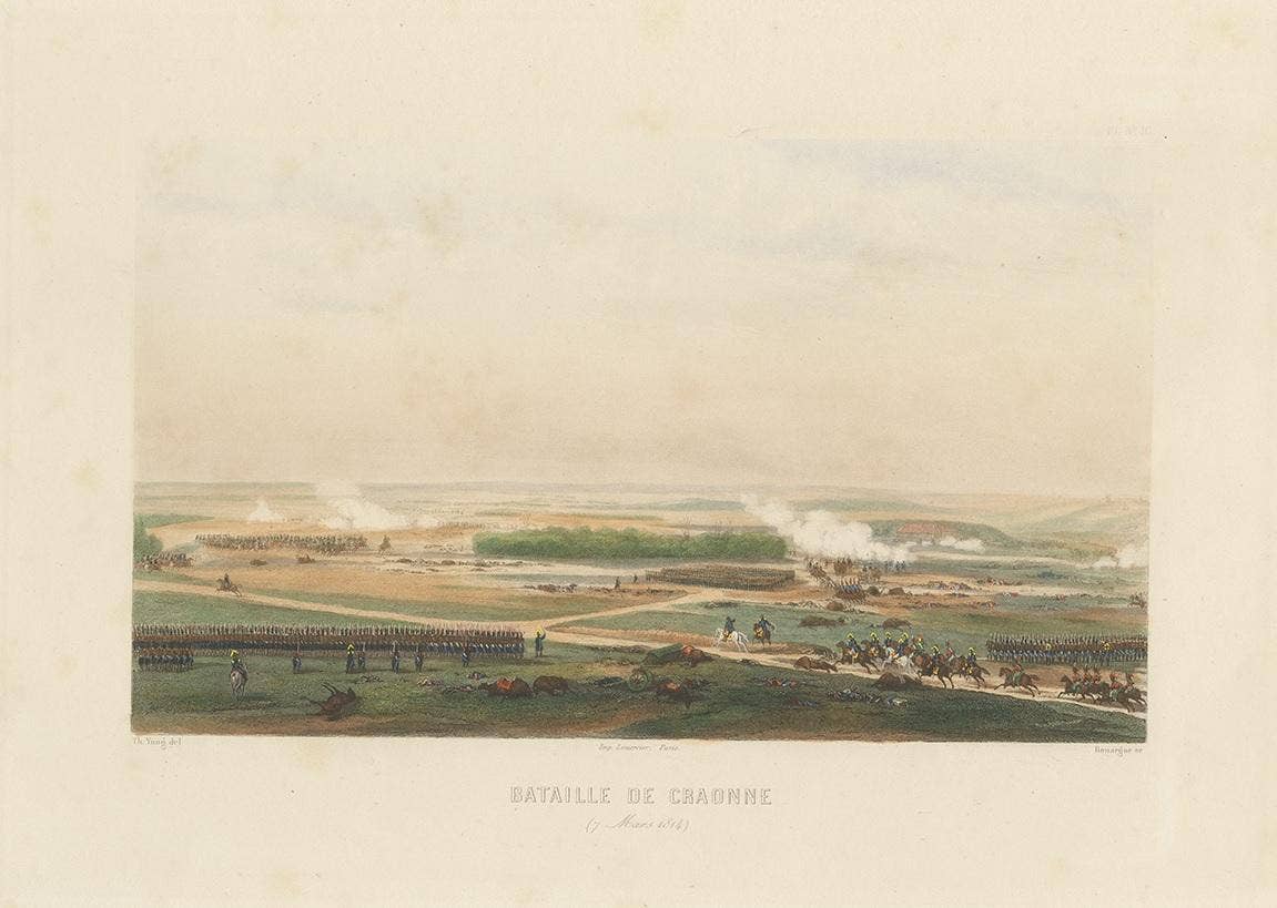 Antique Print of the Battle of Craonne, circa 1860