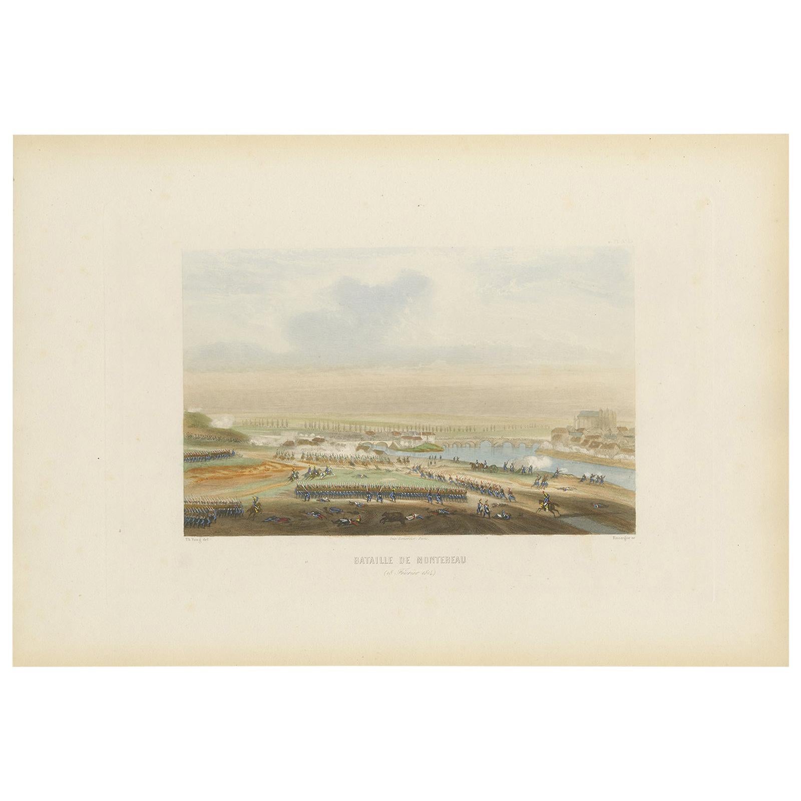 Antique Print of the Battle of Montereau 'circa 1860' For Sale