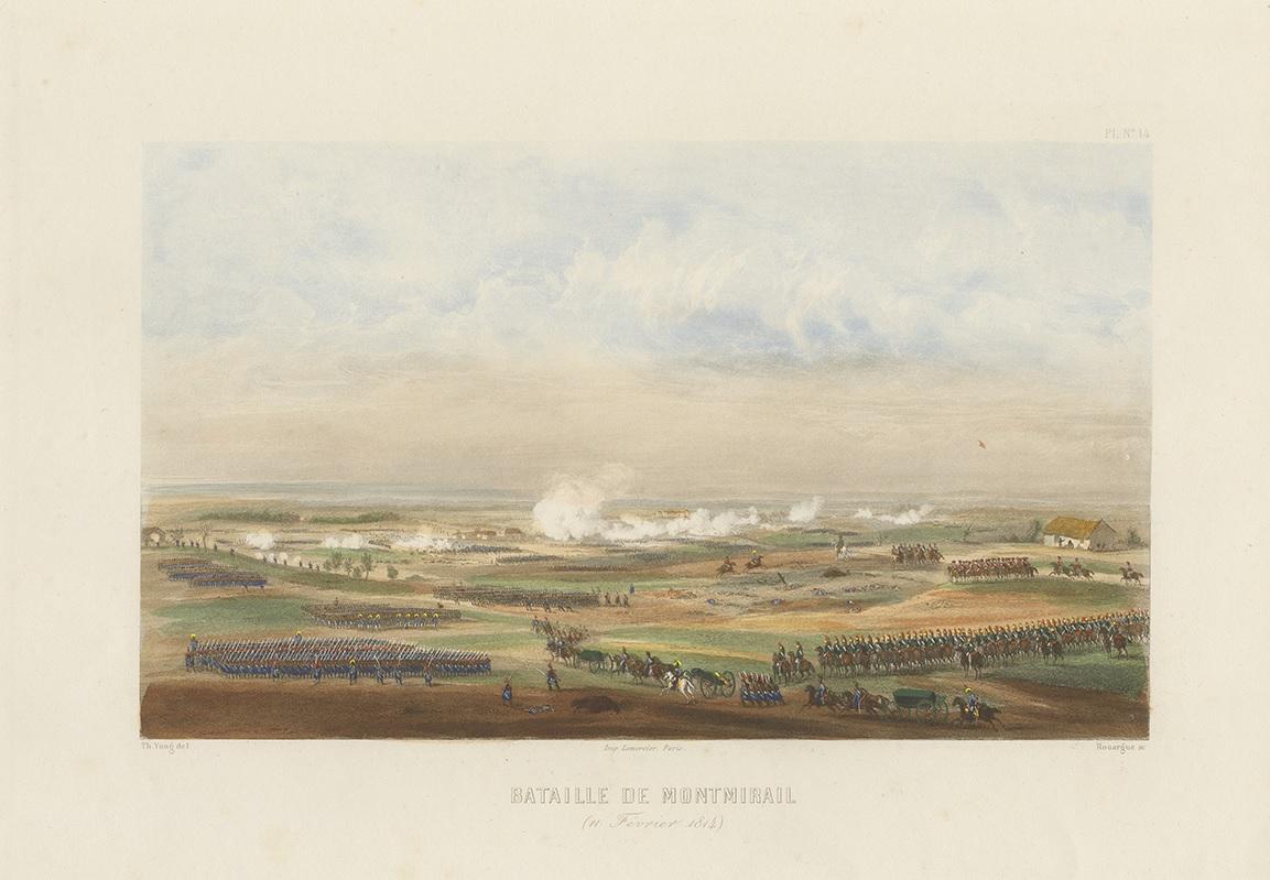 19th Century Antique Print of the Battle of Montmirail, circa 1860 For Sale