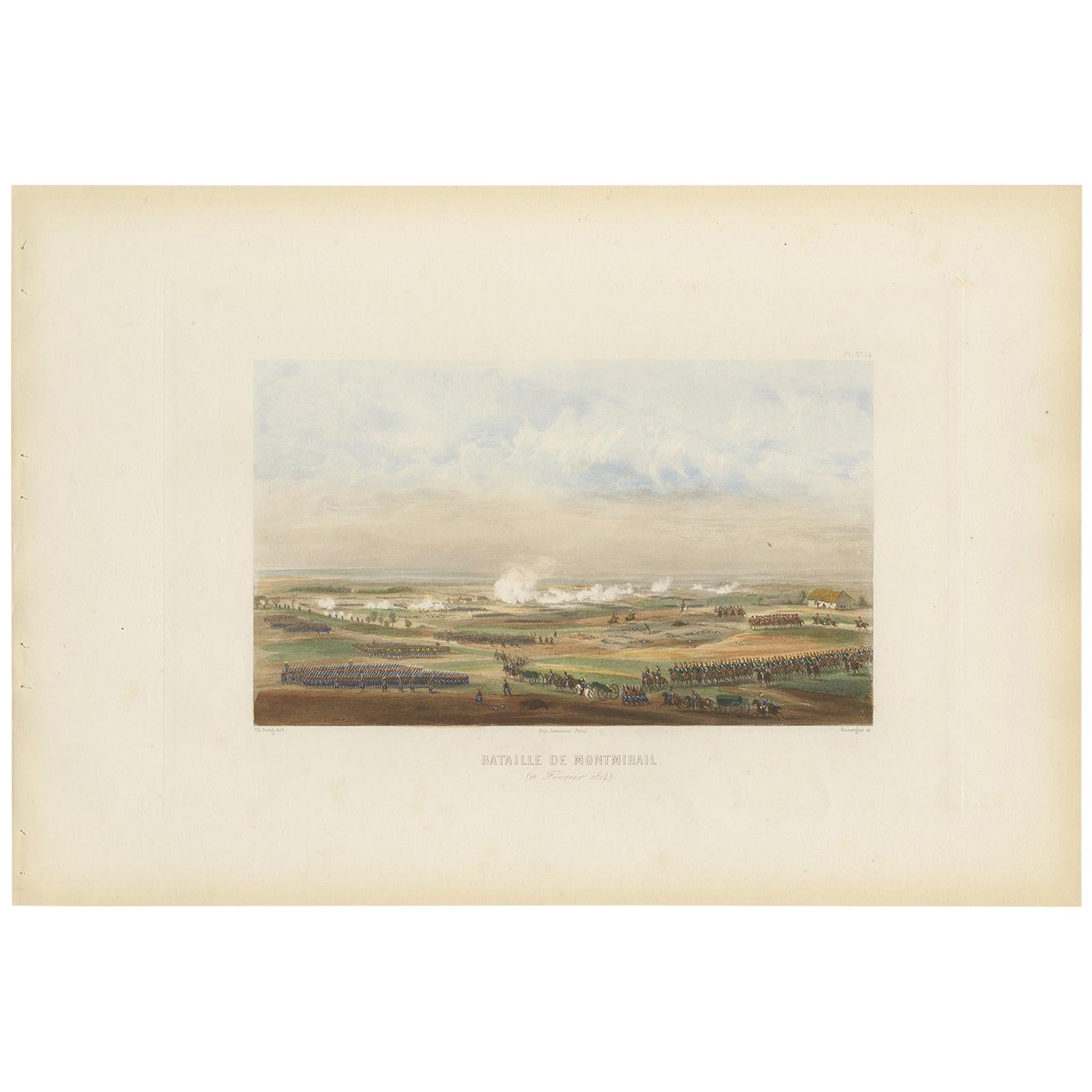 Antique Print of the Battle of Montmirail, circa 1860 For Sale