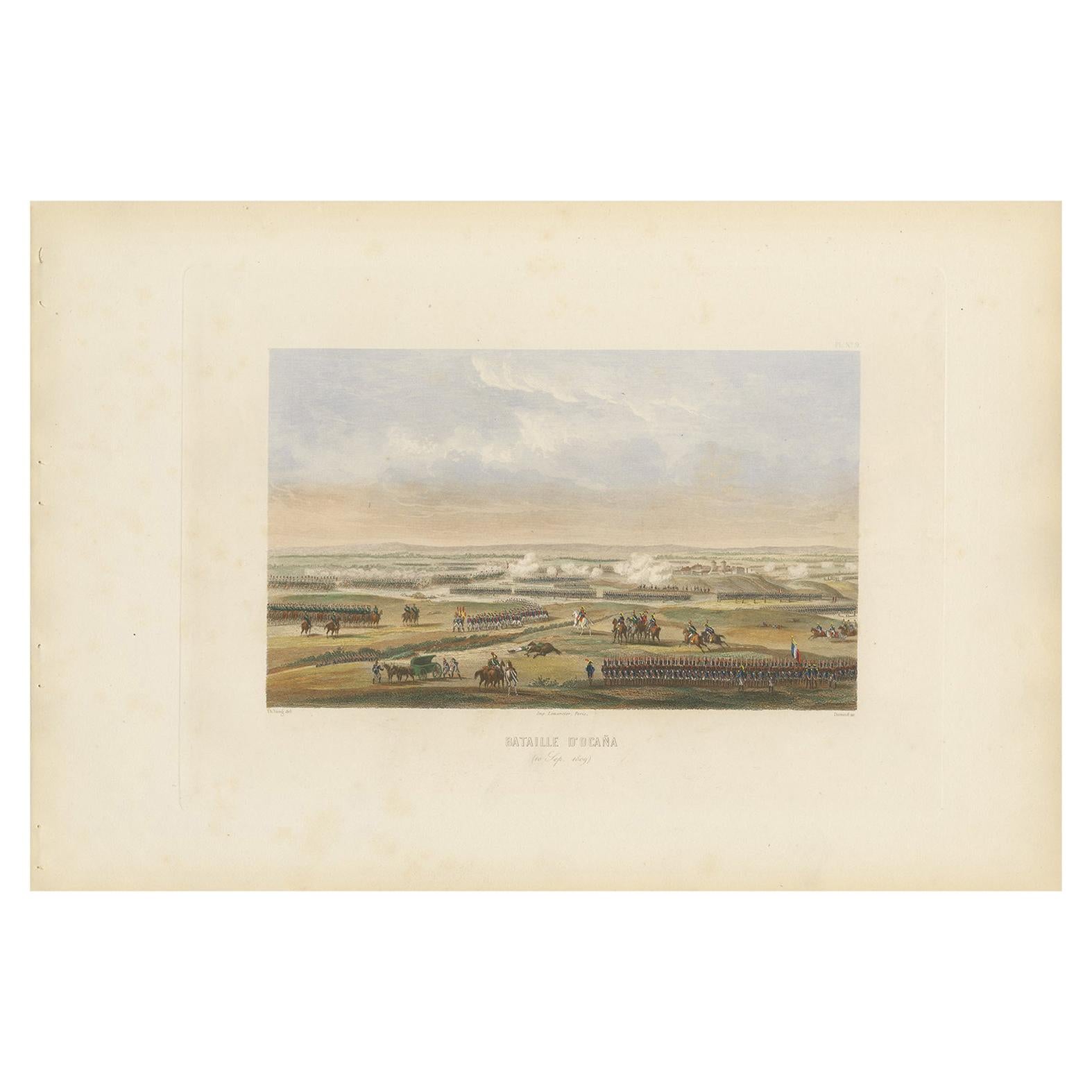 Antiker Druck der Schlacht von Ocaa, um 1860