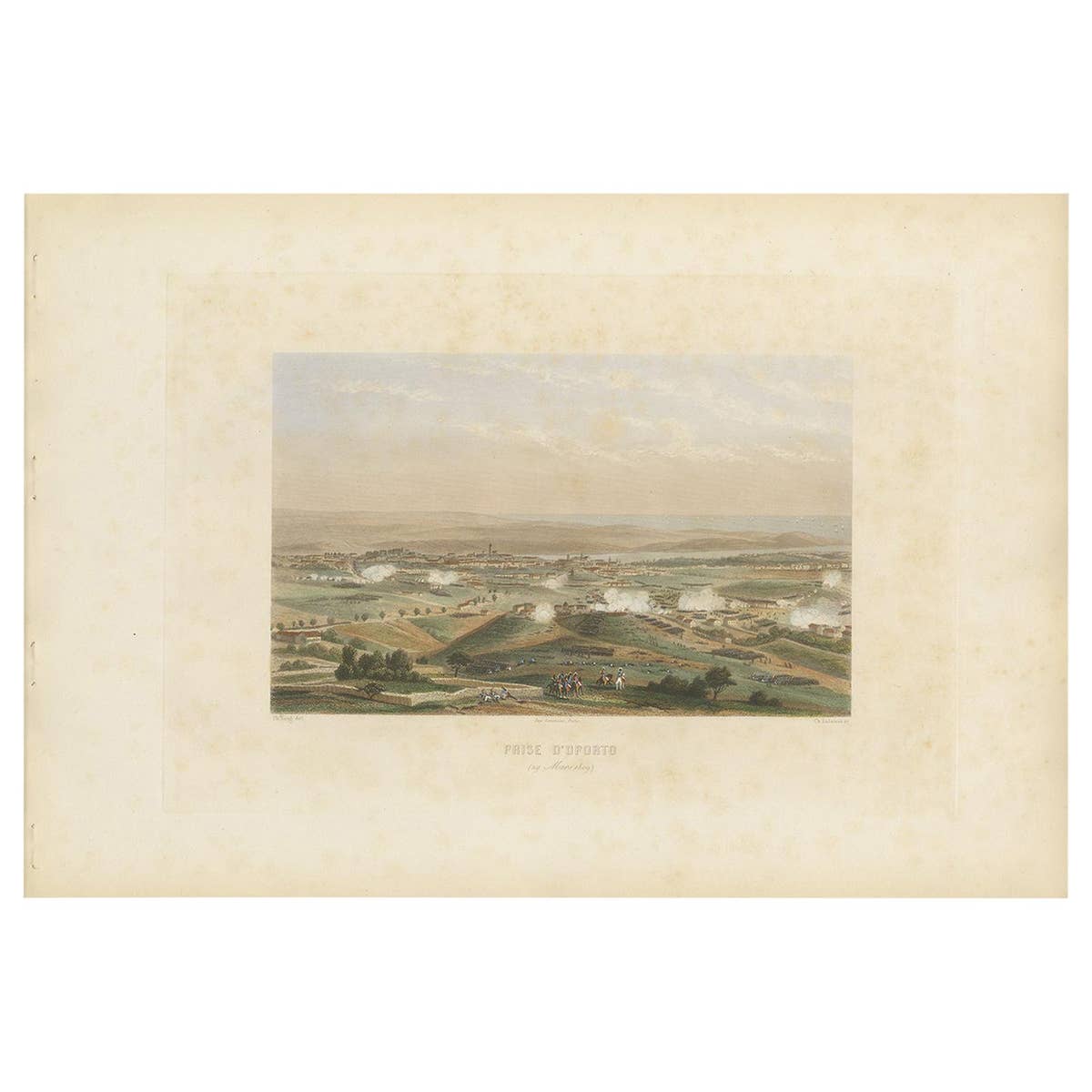 Antique Print of the Battle of Oporto 'circa 1860'