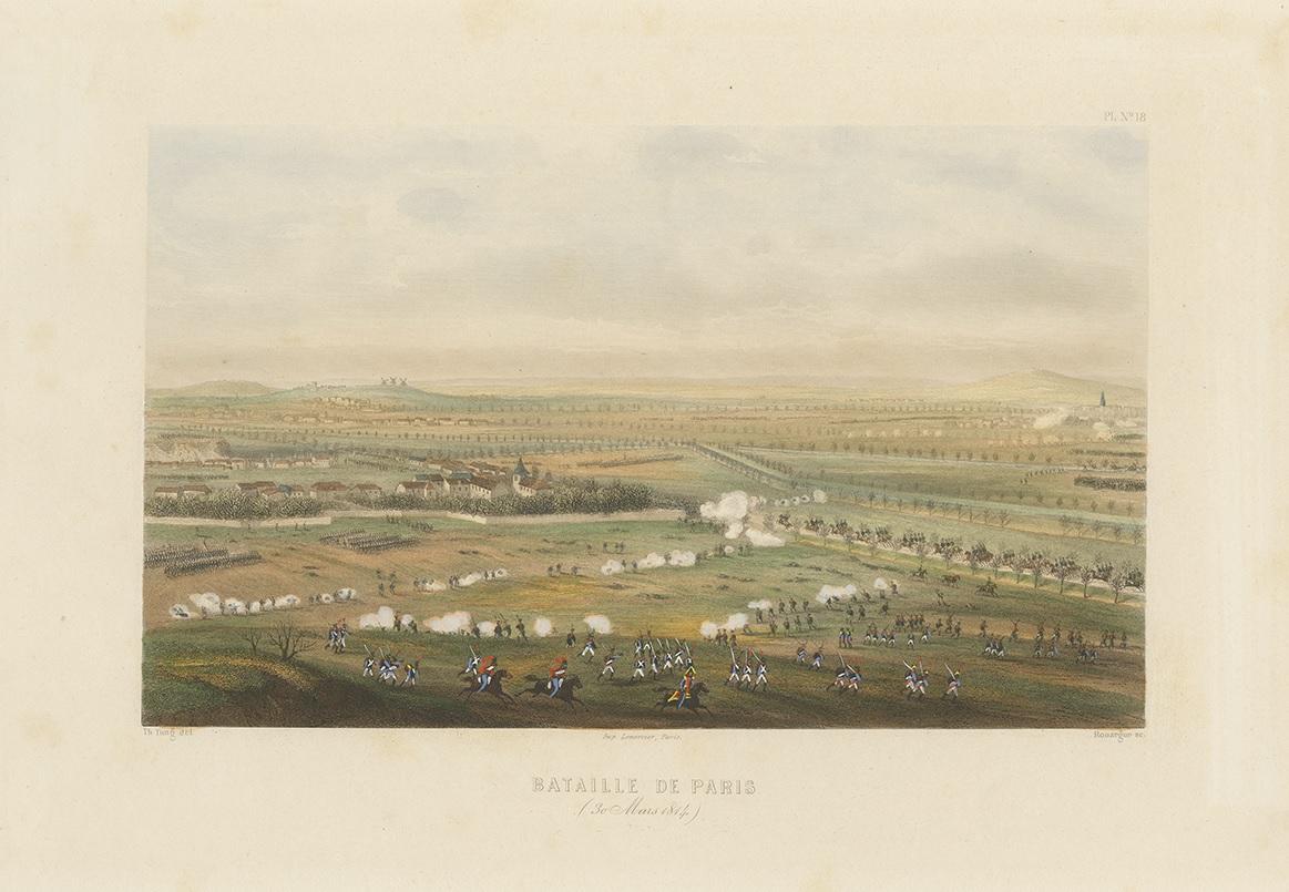 XIX secolo Stampa antica della Battaglia di Parigi, 1860 circa in vendita