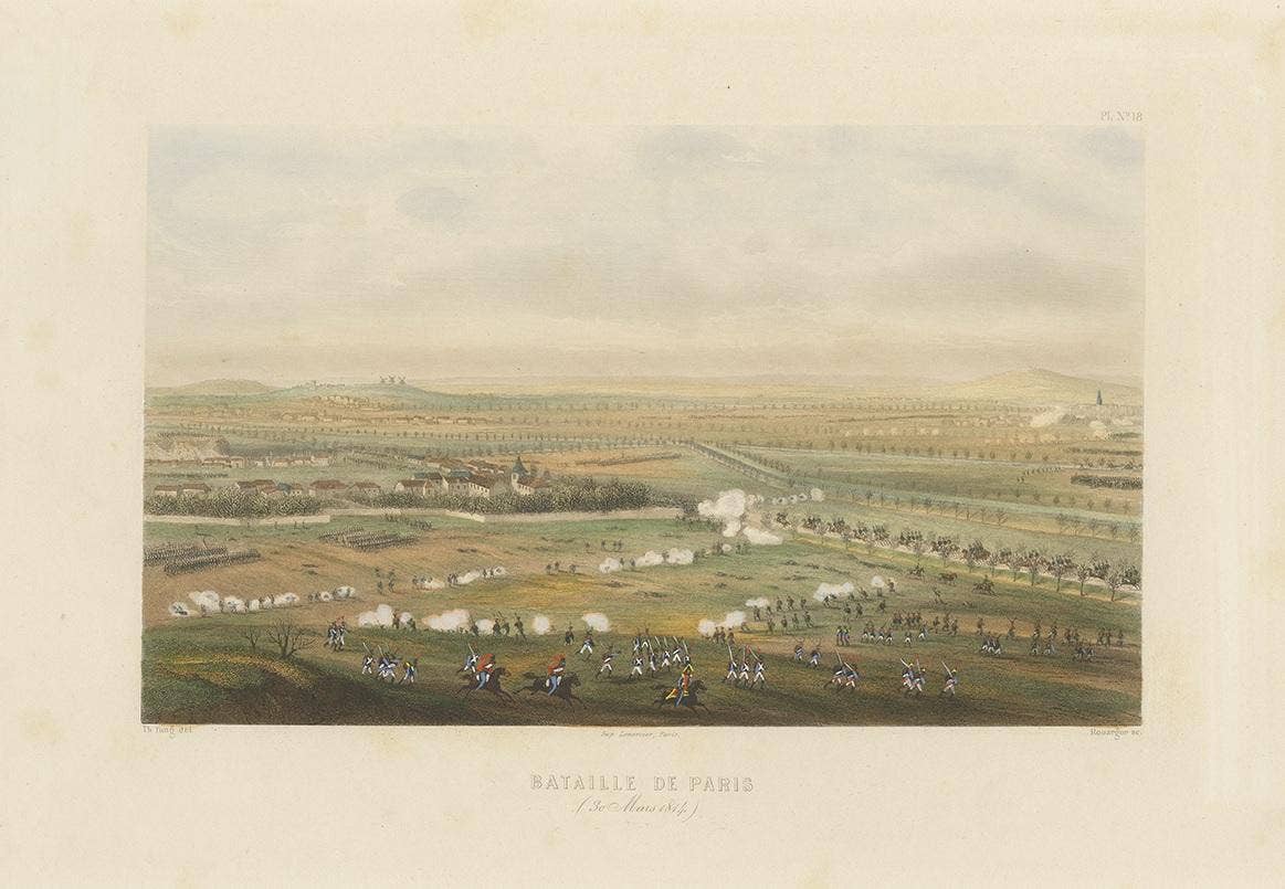 Antique Print of the Battle of Paris, circa 1860
