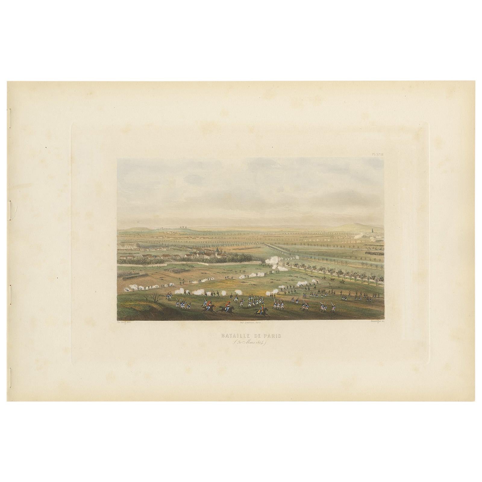 Antique Print of the Battle of Paris, circa 1860 For Sale