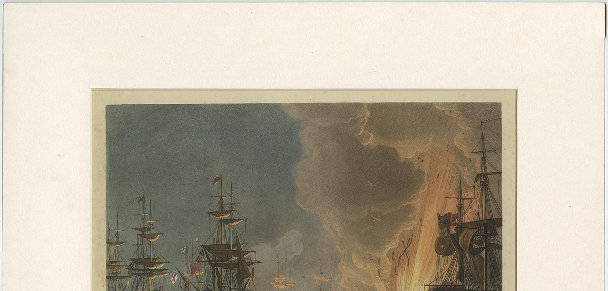 Antique Print of the Battle of the Nile by Bailey '1816' 1