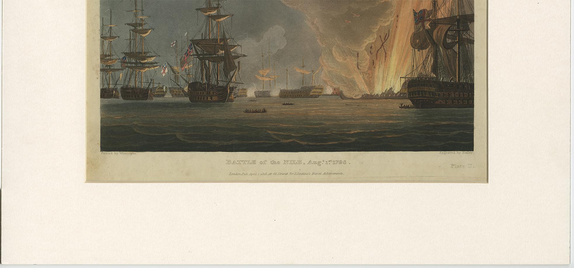 Antique Print of the Battle of the Nile by Bailey '1816' 2