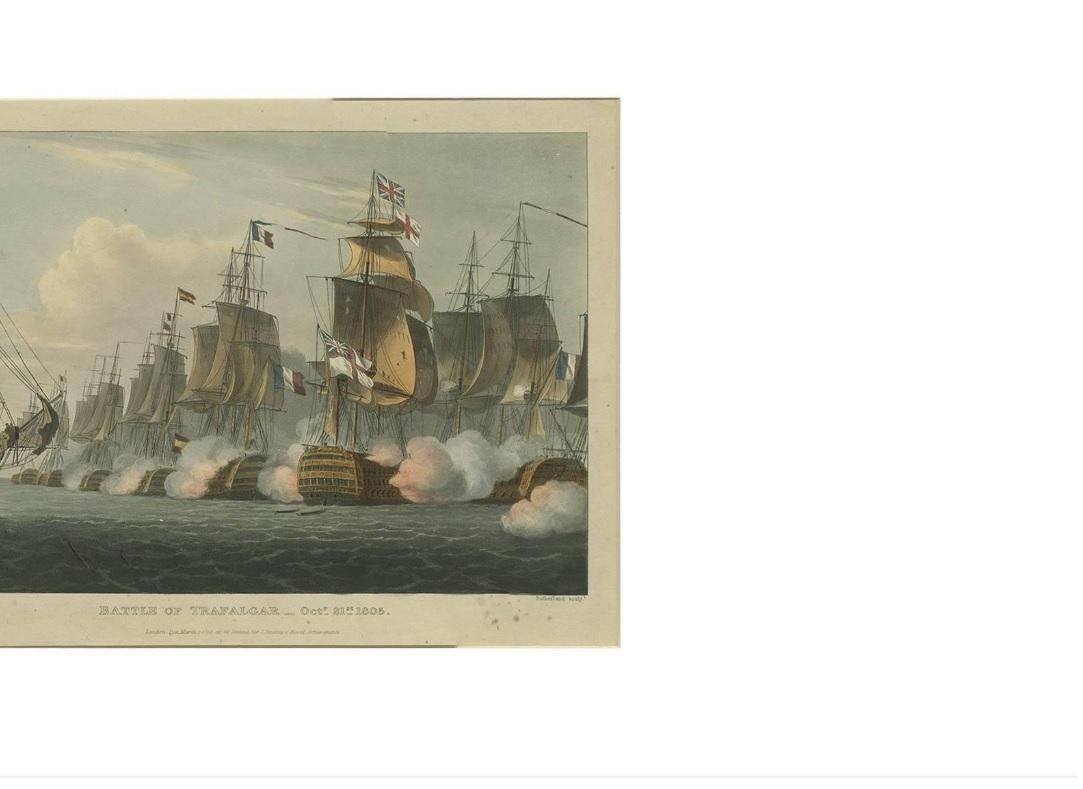 Antique Print of the Battle of Trafalgar by T. Sutherland, circa 1816 In Good Condition In Langweer, NL