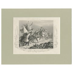 Antique Print of the Battle of Villaviciosa by Payne, circa 1850