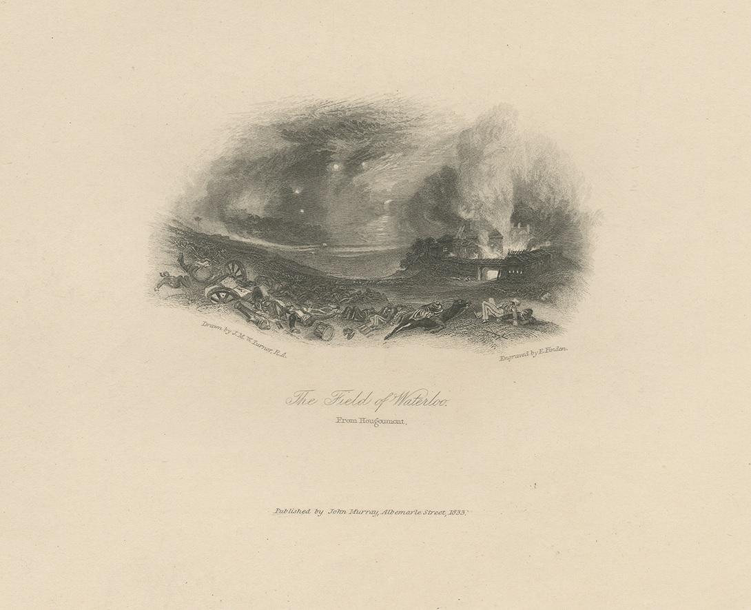 19th Century Antique Print of the Battle of Waterloo by Murray, '1833' For Sale