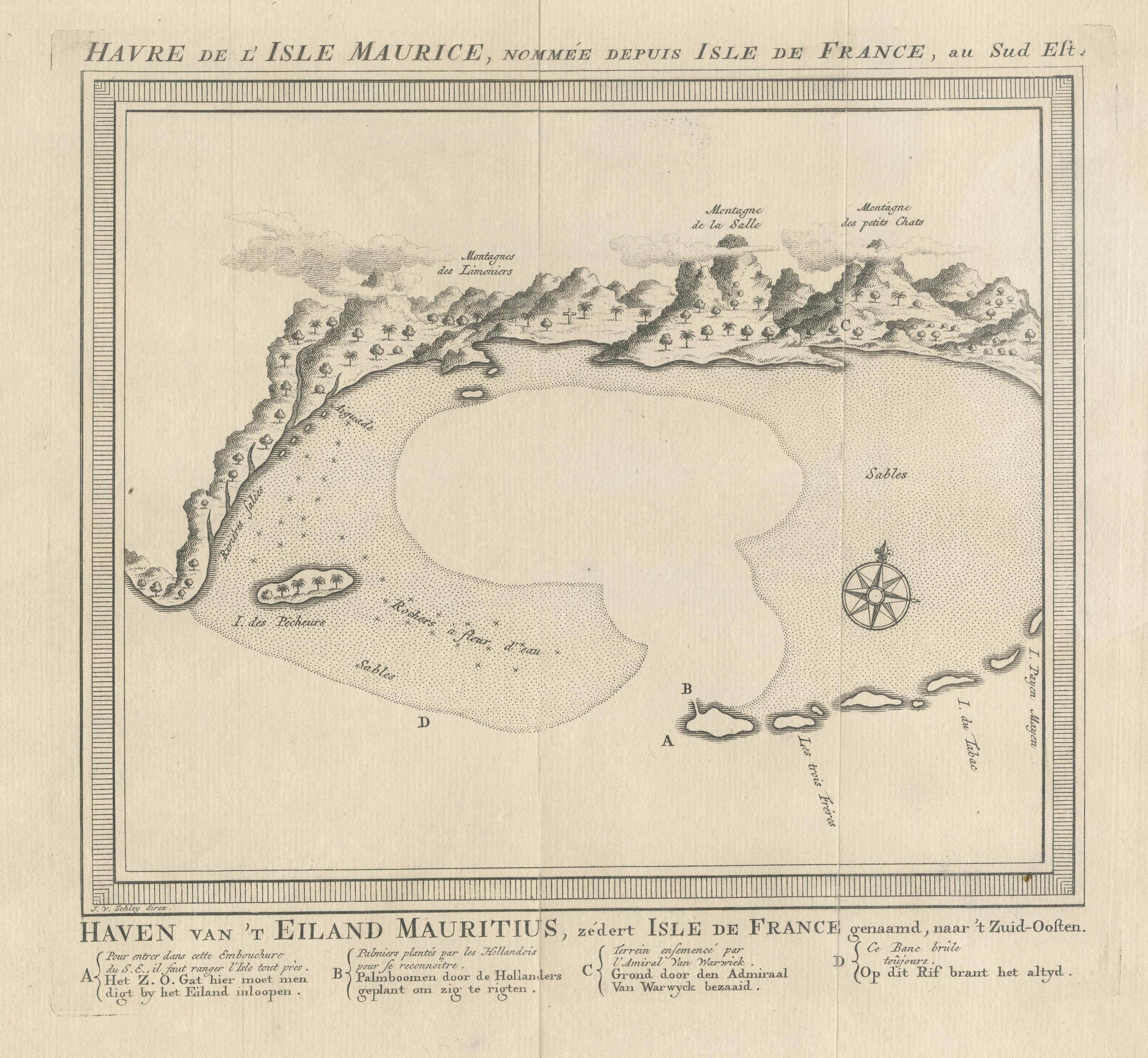 Original Antiker Originaldruck der Bucht der Insel Mauritius, Indischer Ozean im Zustand „Gut“ im Angebot in Langweer, NL