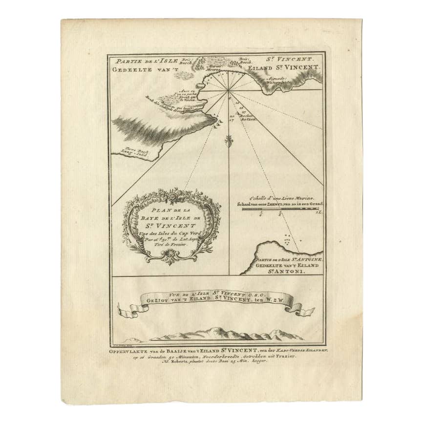 Antique Print of the Bay of the Island of St. Vincent, Capeverdian Islands