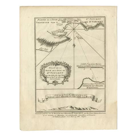 Antique Print of the Bay of the Island of St. Vincent, Capeverdian Islands