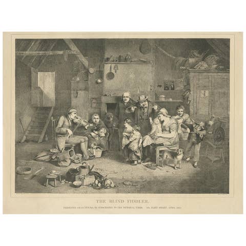 Antique Print of 'The Blind Fiddler' by Vizetelly, '1844'