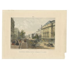 Stampa antica del Boulevard, del Teatro e delle Porte di Parigi, 1854