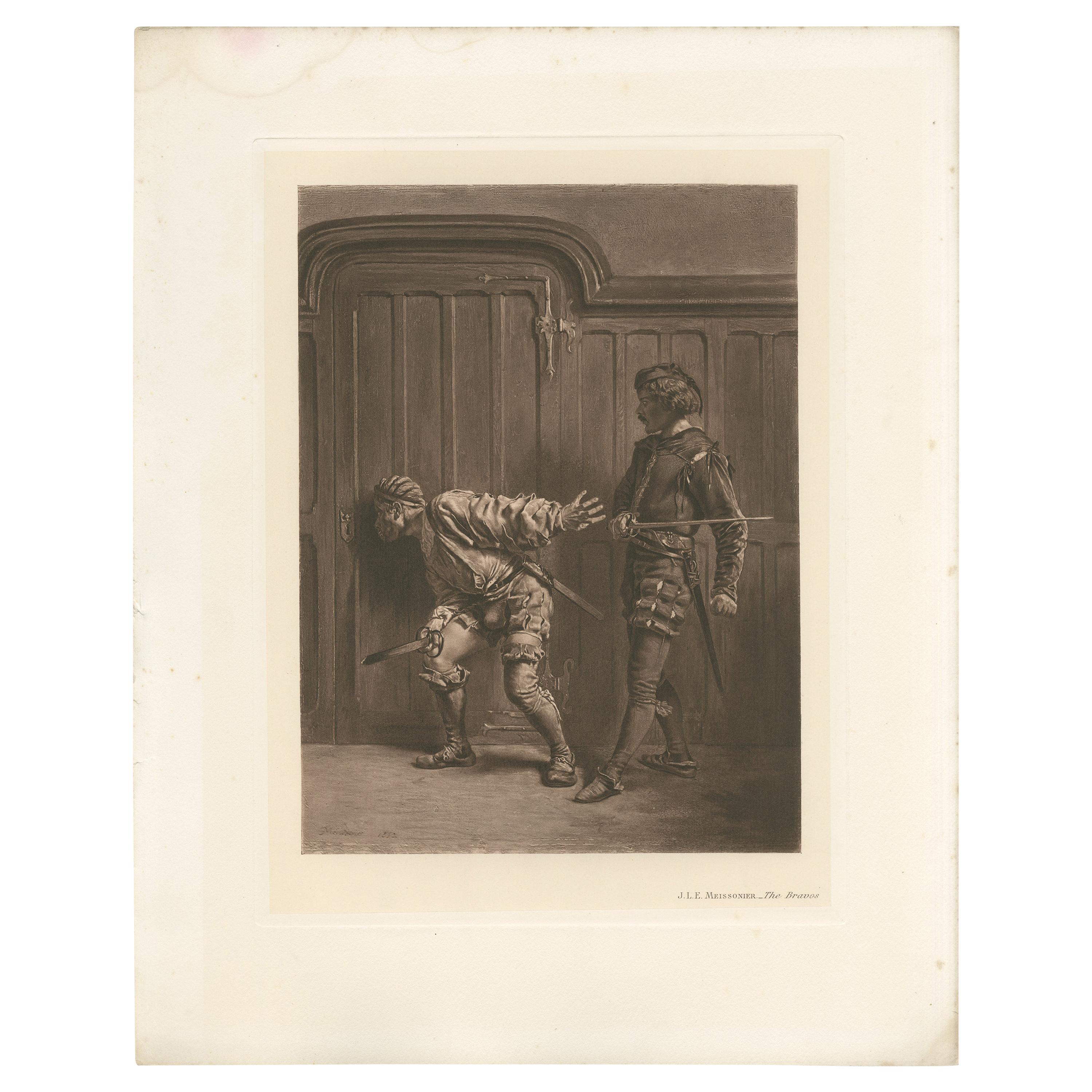 Antiker Druck von „The Bravos“ nach J.L.E. Meissonier „1902“