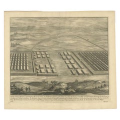 Grabado antiguo del campamento de Afranius y Petreius, C.1753