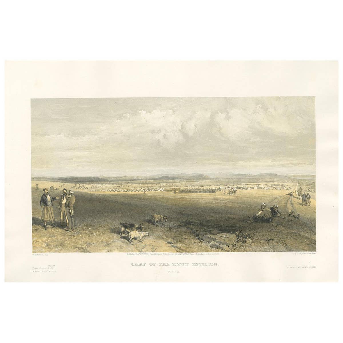 Antique Print of the Camp of Light Division 'Crimean War' by W. Simpson, 1855