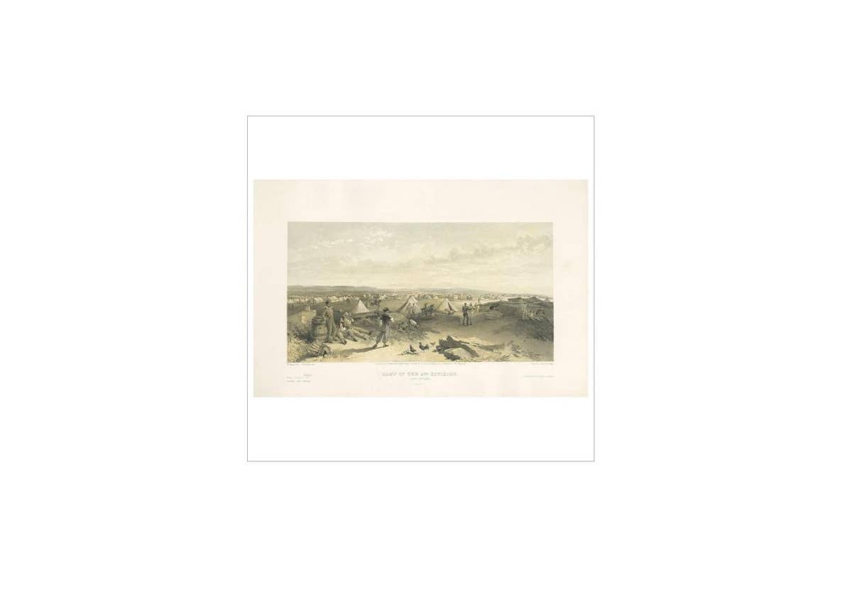 Antique Print of the Camp of the 4th Division 'Crimean War' by W. Simpson, 1855