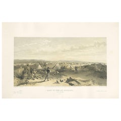 Antiker Druck des Camp of the 4th Division „Crimean War“ von W. Simpson, 1855