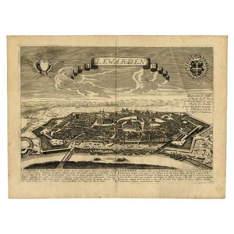 Leeuwarden Friesland City View – Antique Engraving by Jollain, c.1670