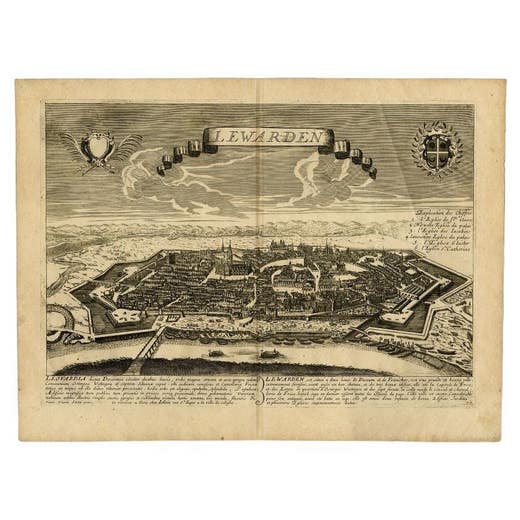 Leeuwarden Friesland City View – Antique Engraving by Jollain, c.1670