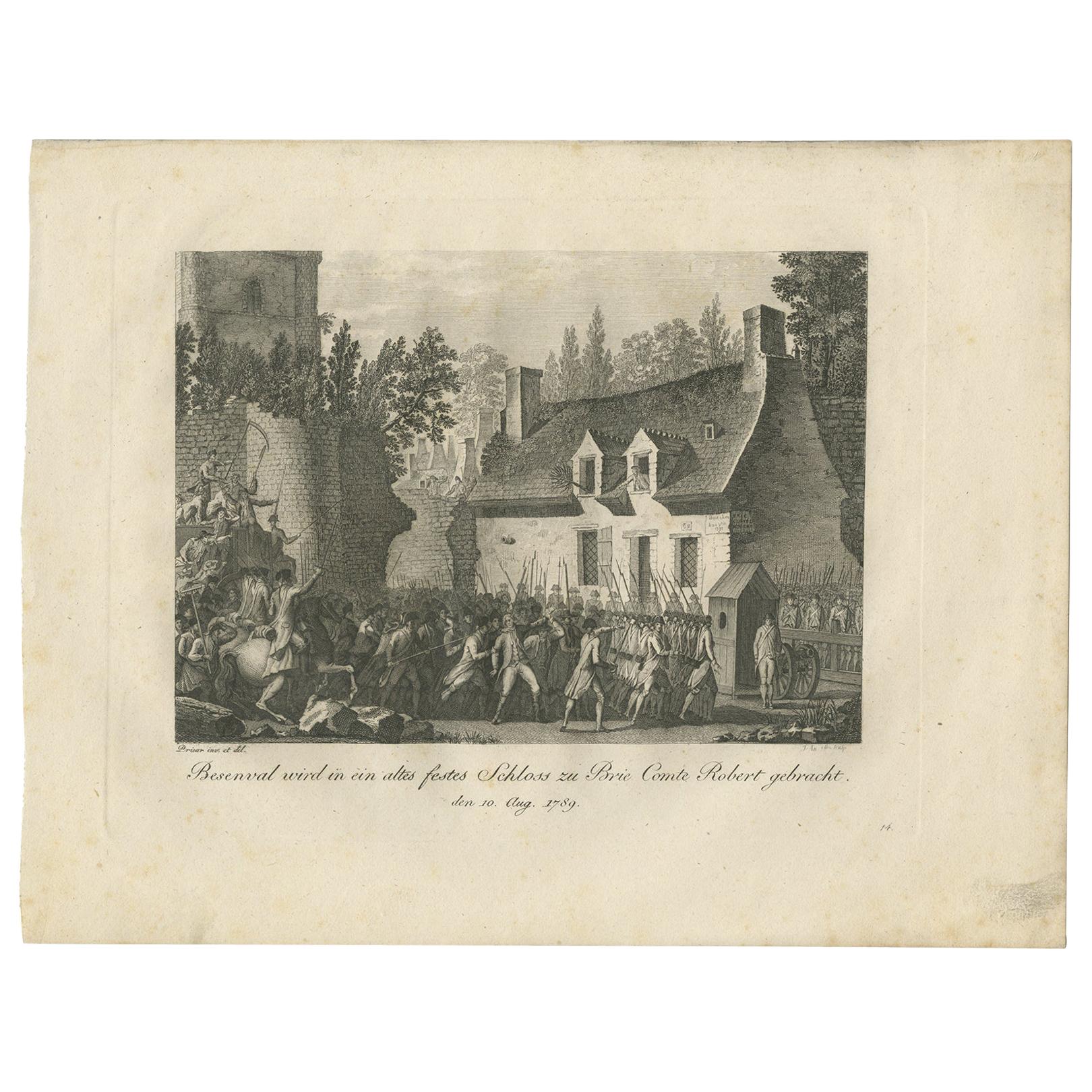 Antique Print of the Capture of Pierre Victor, Baron De Besenval De Brünstatt