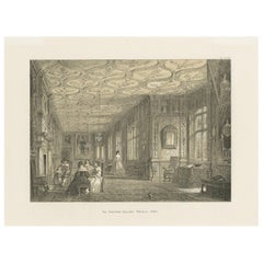 Grabado antiguo de la Galería de Caricaturas de Knole por Nash 'circa 1870'