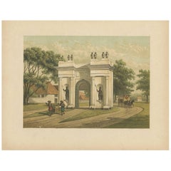 Grabado antiguo de la Puerta del Castillo de Batavia por M.T.H. Perelaer, 1888