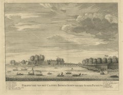 Antique Print of the Castle of Batavia, Capital of the Dutch East Indies, 1726