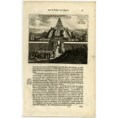 Antique Print of the Castle of the Shogun of Firando in Japan, 1669