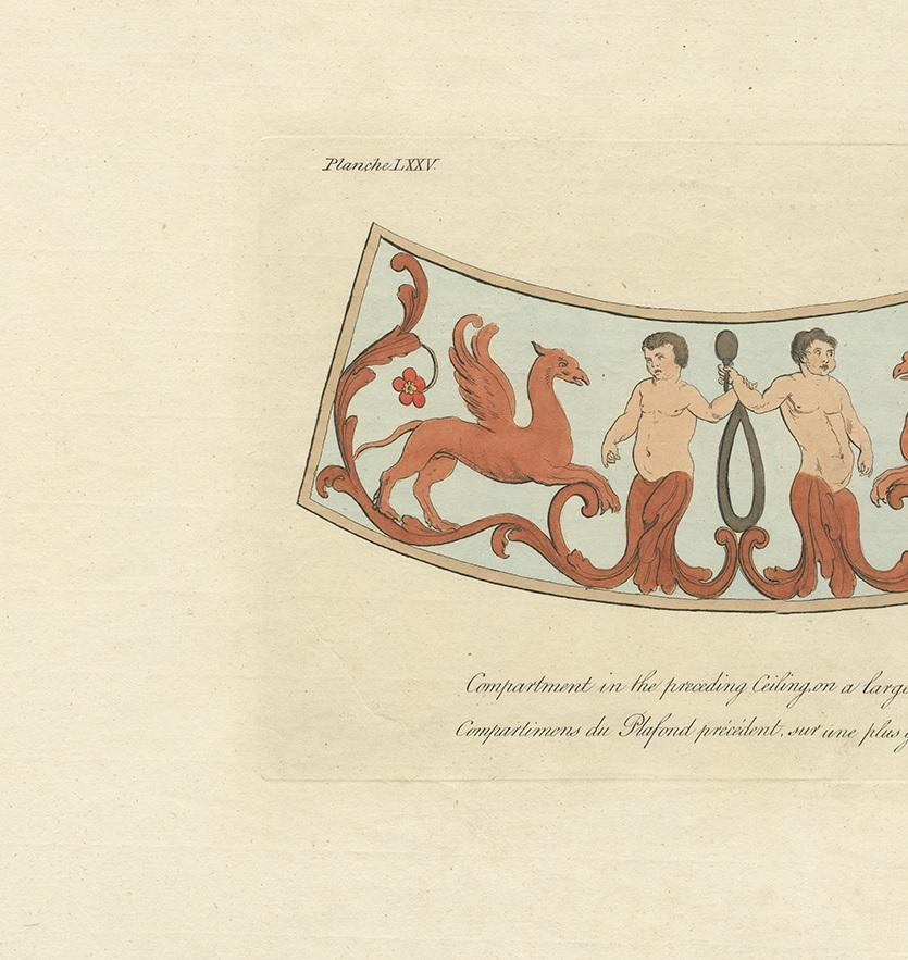 Impression ancienne de la décoration du plafond d'une salle de bains romaine par Cameron (1772) Bon état - En vente à Langweer, NL
