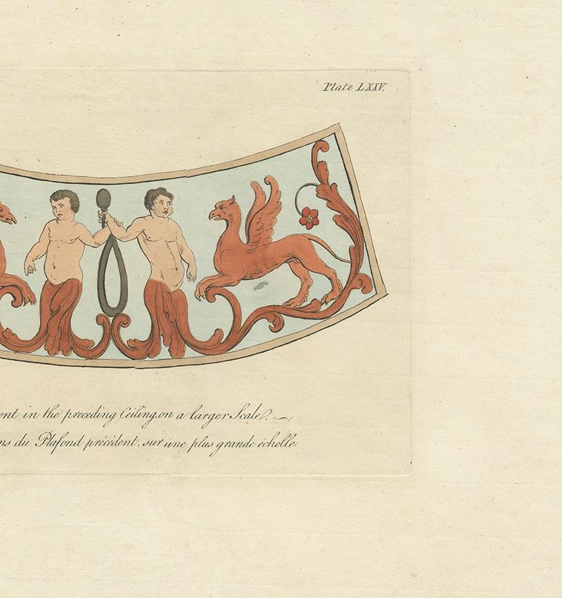 XVIIIe siècle Impression ancienne de la décoration du plafond d'une salle de bains romaine par Cameron (1772) en vente