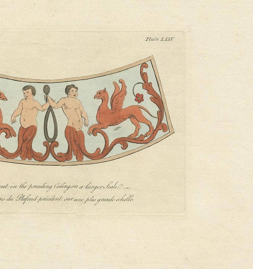 Antique Print of the Ceiling Decoration of a Roman Bath by Cameron '1772'