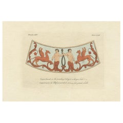 Antique Print of the Ceiling Decoration of a Roman Bath by Cameron '1772'