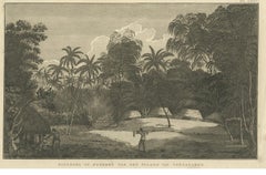 Antique Print of the Cemetery on the Island Tongatapu by Cook, circa 1801