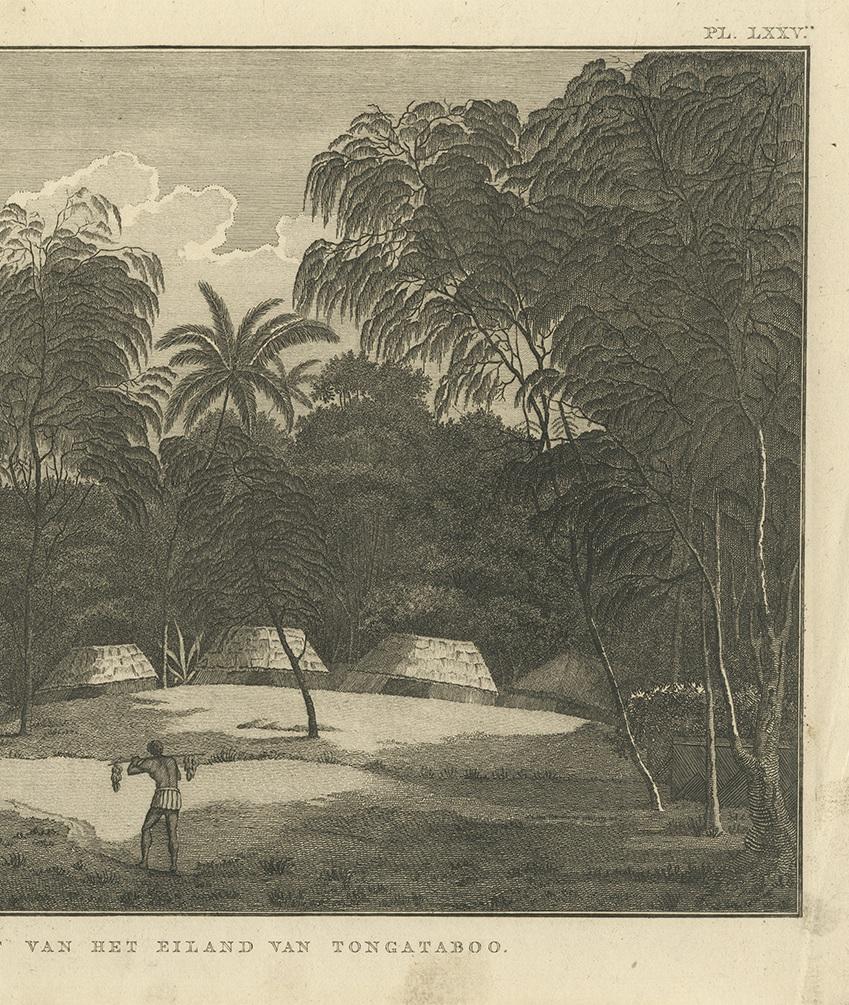 19th Century Antique Print of the Cemetery on the Island Tongatapu by Cook, circa 1801 For Sale