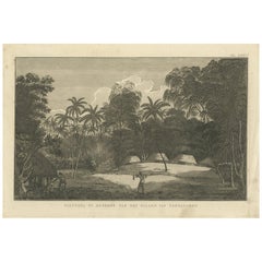 Impression ancienne du cimetière sur l'île Tongatapu par Cook, vers 1801