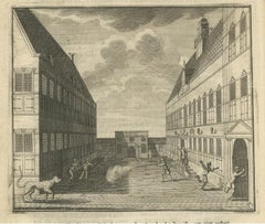 Antique Print of the Central Court of Batavia Castle by Valentijn '1726'