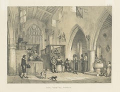 Antique Print of the Chapel of Haddon Hall by Nash, circa 1870