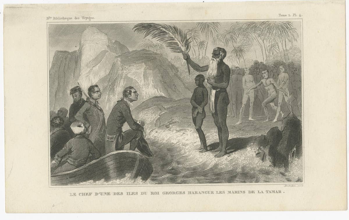 Antique Print of the Chief of One of the King George Islands