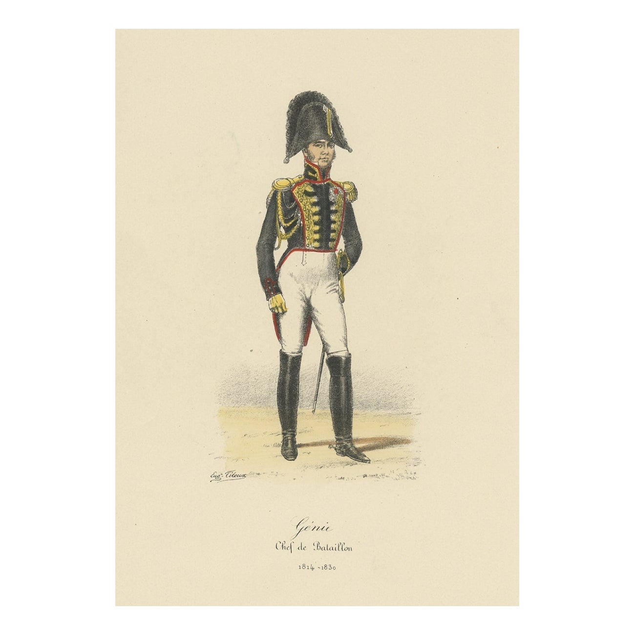 Impression ancienne du chef du bataillon français, 1890