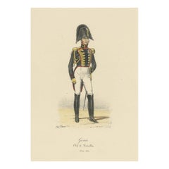 Estampa antigua del Jefe del Batallón Francés, 1890