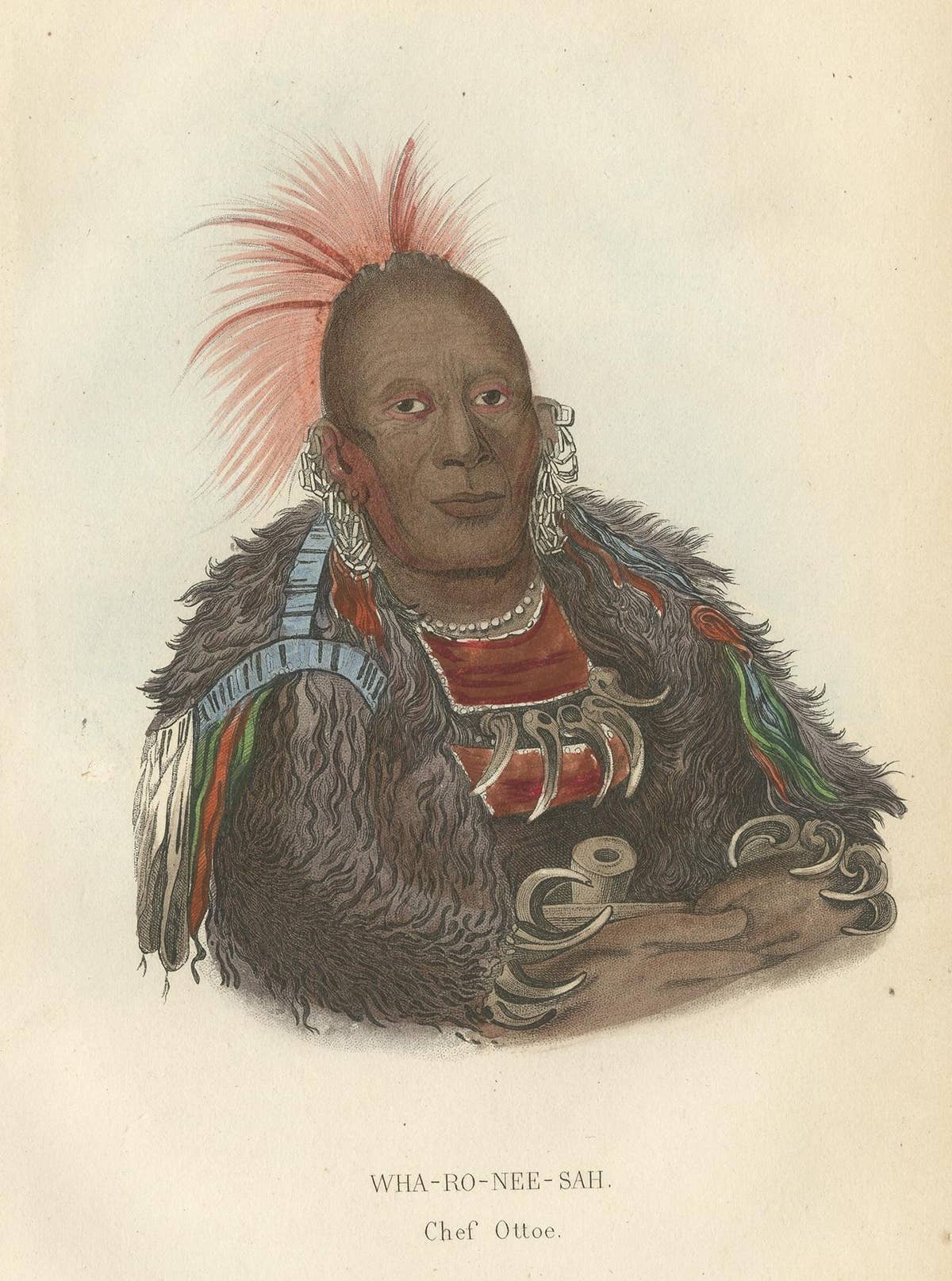 Antique Print of the Chief of the Otoe Tribe by Prichard, '1843'