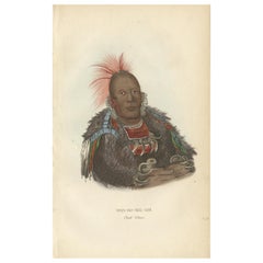 Antiker Druck des Häuptlings des Otoe-Stammes von Prichard:: '1843'