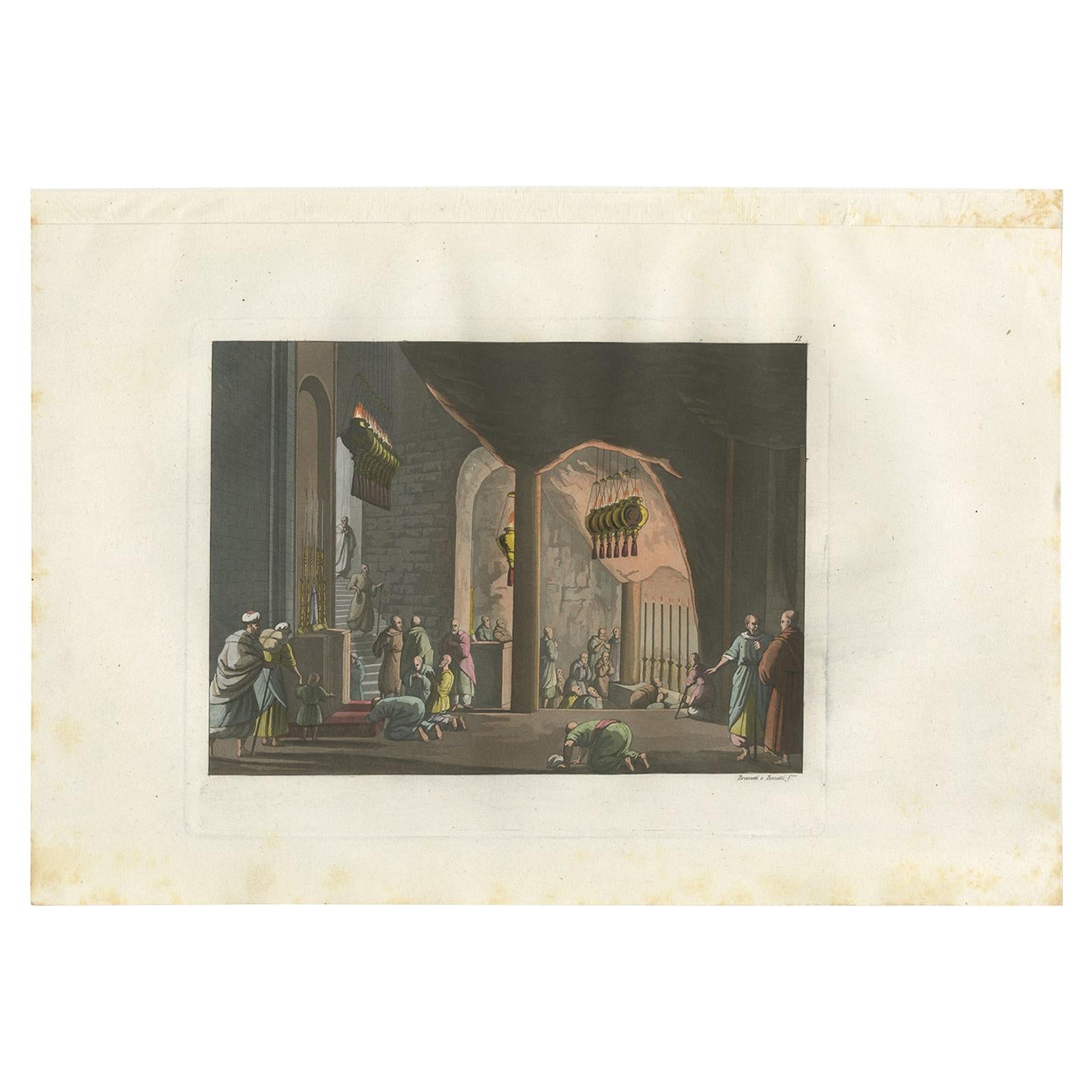 Antique Print of the Church of Bethlehem by Ferrario, '1831'