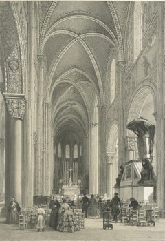 Antique Print of the Church of Saint-Germain-des-Prés by Benoist, 1863