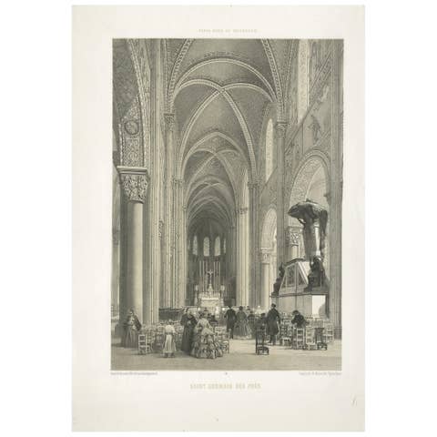 Antique Print of the Church of Saint-Germain-des-Prés by Benoist, 1863