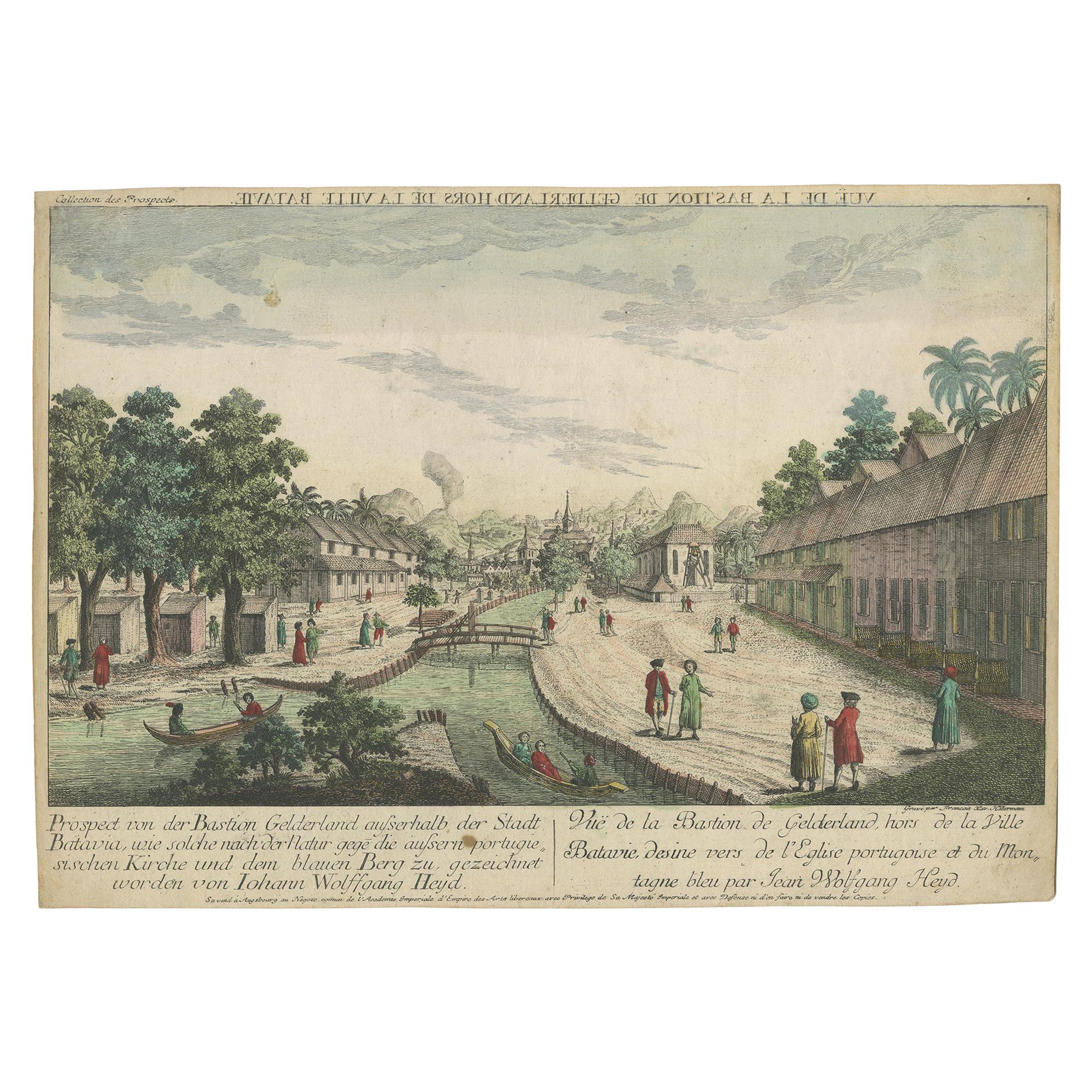 Antique Print of the Church Seen from Bastion Gelderland by Habermann, 'c.1770' For Sale